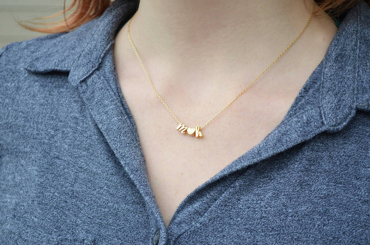 Personalized Initial Letter Necklace, Silver or Gold -Script Letter