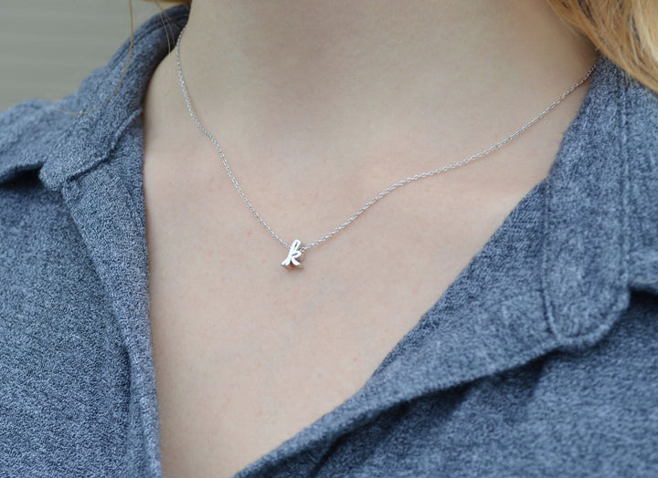 Personalized Letter Necklace, Initial Necklace - Silver or Gold - Script Letter