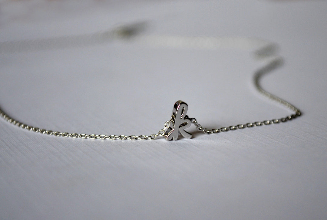 Personalized Letter Necklace, Initial Necklace - Silver or Gold - Script Letter