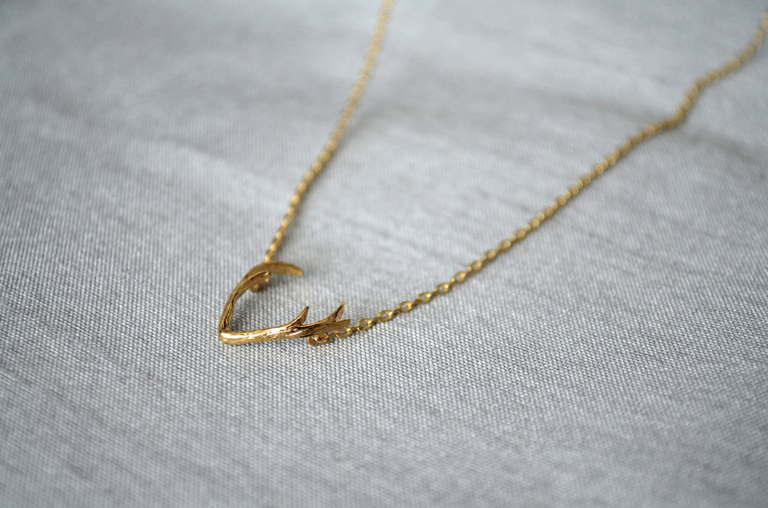 Deer Antler Necklace in Gold