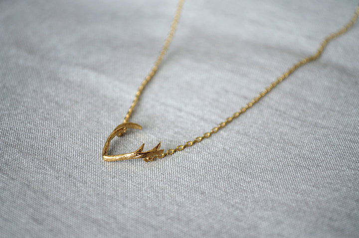 Deer Antler Necklace in Gold