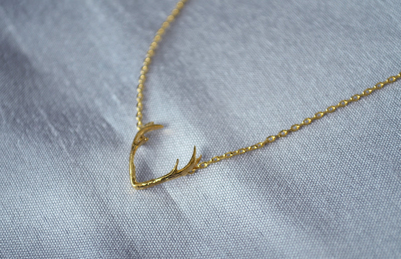 Deer Antler Necklace in Gold