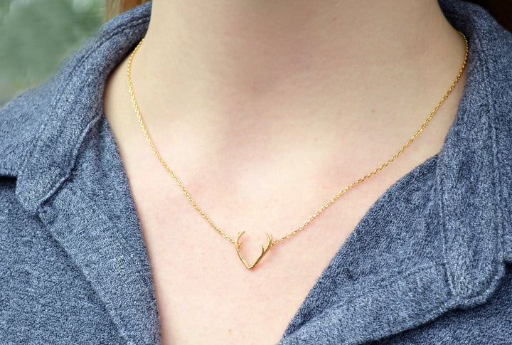 Deer Antler Necklace in Gold