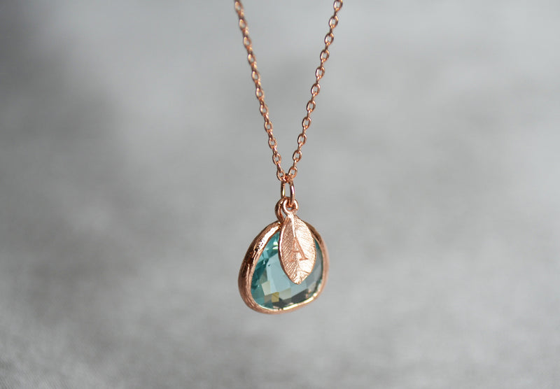 Personalized Aquamarine Necklace - March Birthstone Necklace, Custom I ...