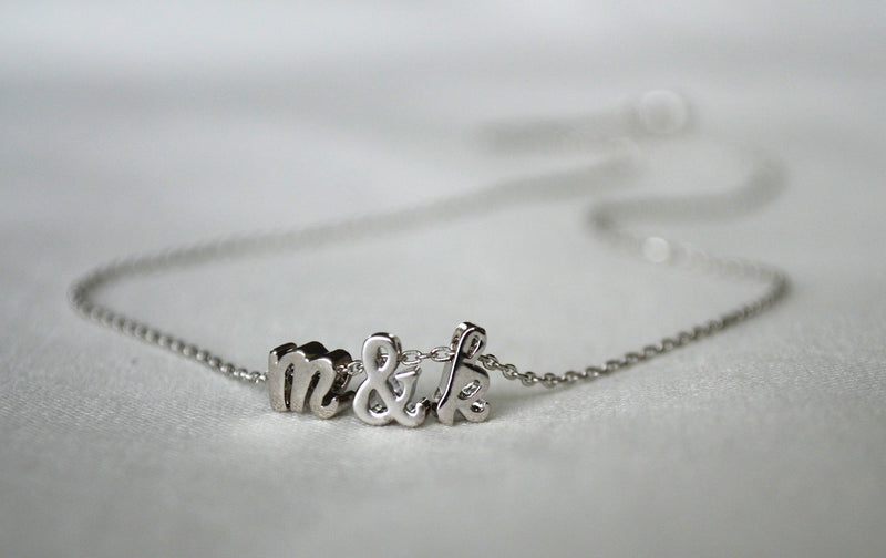 Personalized Initial Letter Necklace, Silver or Gold -Script Letter