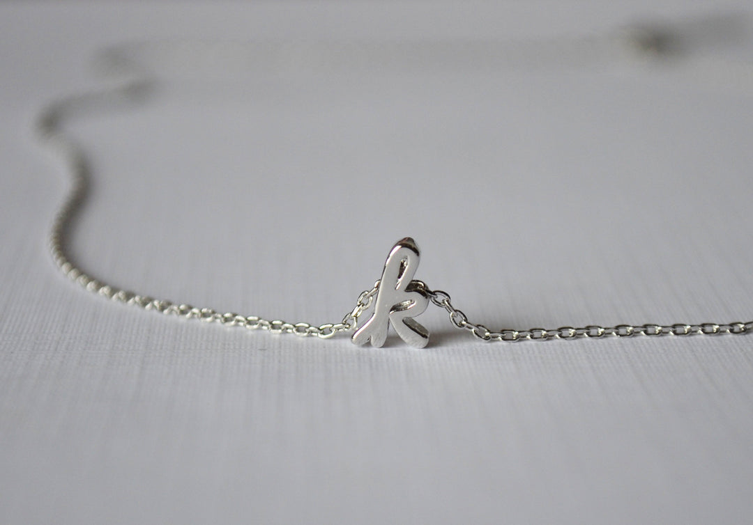 Personalized Letter Necklace, Initial Necklace - Silver or Gold - Script Letter