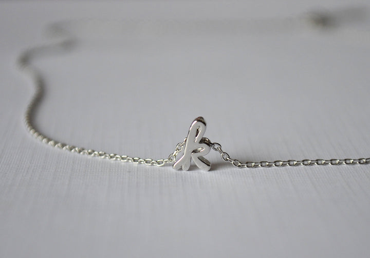 Personalized Letter Necklace, Initial Necklace - Silver or Gold - Script Letter