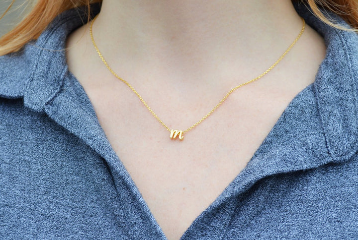 Personalized Letter Necklace, Initial Necklace - Silver or Gold - Script Letter