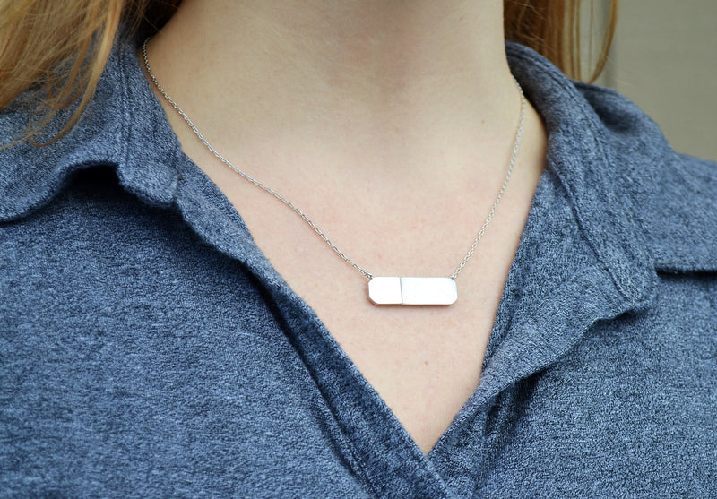 June Birthday Necklace, June Necklace, Gemini Necklace, Cancer Necklace, Mother-of-pearl, Geometric Necklace Pendant, Gift for Her