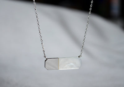 Geometric Necklace, Modern Necklace, Mother-of-pearl, Gift for Her, Birthday Necklace, June Necklace, Gemini Necklace, Cancer Necklace