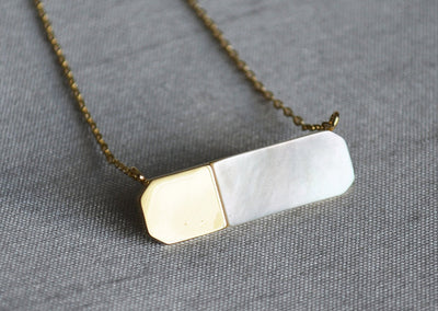 June Birthday Necklace, June Necklace, Gemini Necklace, Cancer Necklace, Mother-of-pearl, Geometric Necklace Pendant, Gift for Her