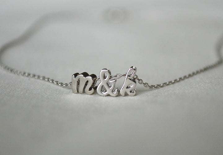 Personalized Initial Letter Necklace, Silver or Gold -Script Letter