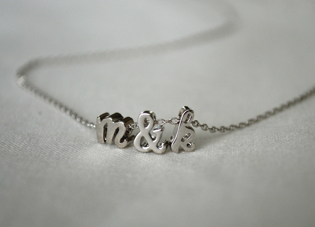 Personalized Initial Letter Necklace, Silver or Gold -Script Letter