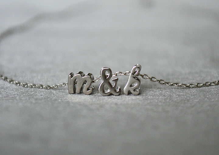 Personalized Initial Letter Necklace, Silver or Gold -Script Letter