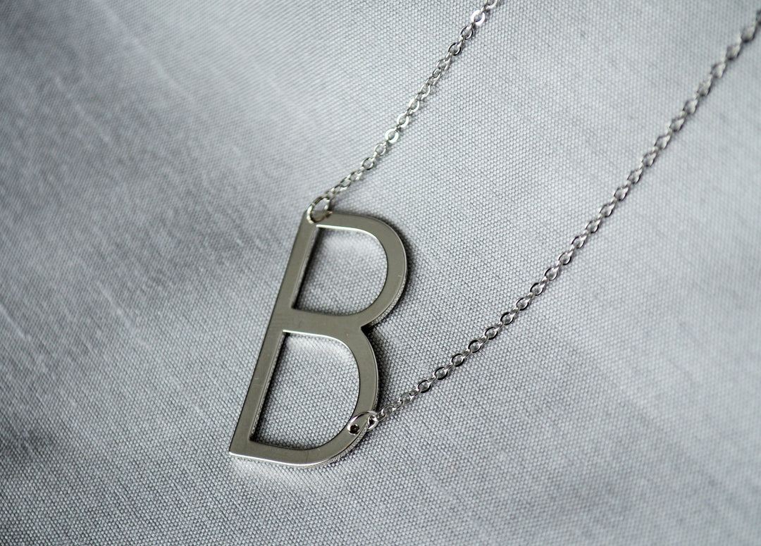 Large Initial Necklace, Large Letter Necklace, Personalized, Sideways Initial, Oversized initial, Bridesmaid Gift, Friend Birthday Gift