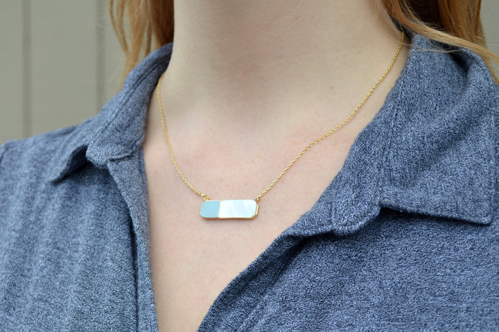 June Birthday Necklace, June Necklace, Gemini Necklace, Cancer Necklace, Mother-of-pearl, Geometric Necklace Pendant, Gift for Her