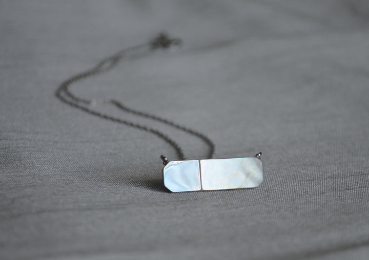 Geometric Necklace, Modern Necklace, Mother-of-pearl, Gift for Her, Birthday Necklace, June Necklace, Gemini Necklace, Cancer Necklace