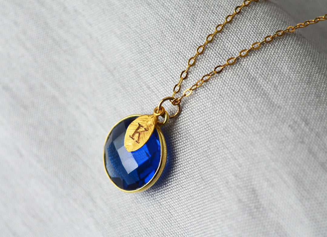 Sapphire Necklace, Round September Birthstone Necklace, Sterling Silver or 18K Gold