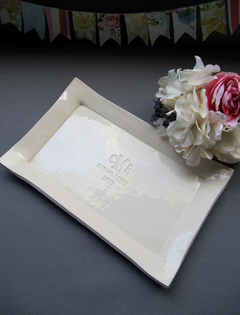 Wedding Gift, Engagement Gift or Signature Guestbook Platter - Rectangular Platter Personaized with Monogram and Date