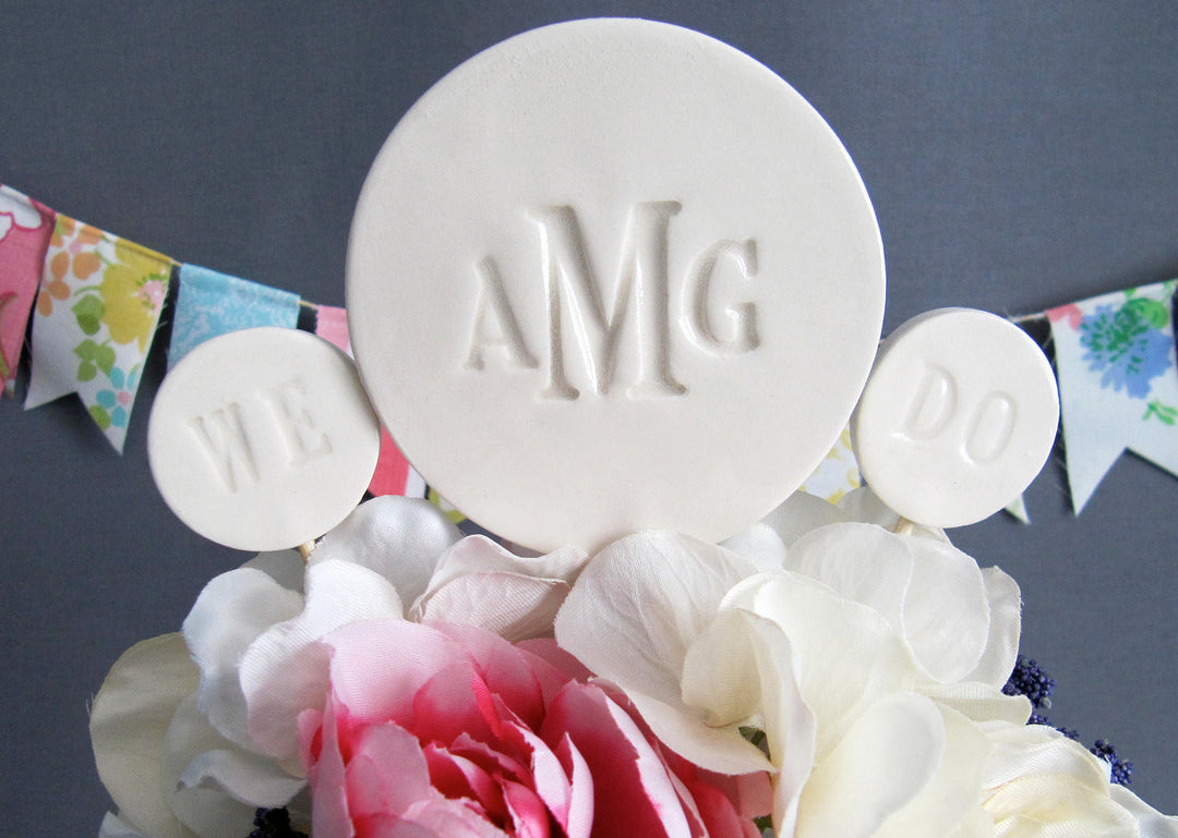 PERSONALIZED Modern Wedding Cake 'We Do' Topper