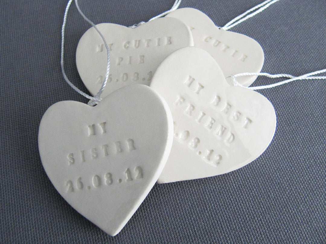 Set of 4 PERSONALIZED Bridesmaids Gifts - Large Heart Bouquet Charms