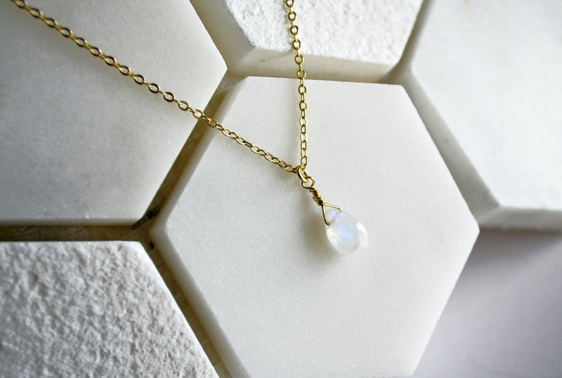 Dainty Genuine Moonstone Necklace, June Birthstone Necklace, Semi Precious Moonstone, June Birthday Gift, Gift for Her, Bridesmaid Gift