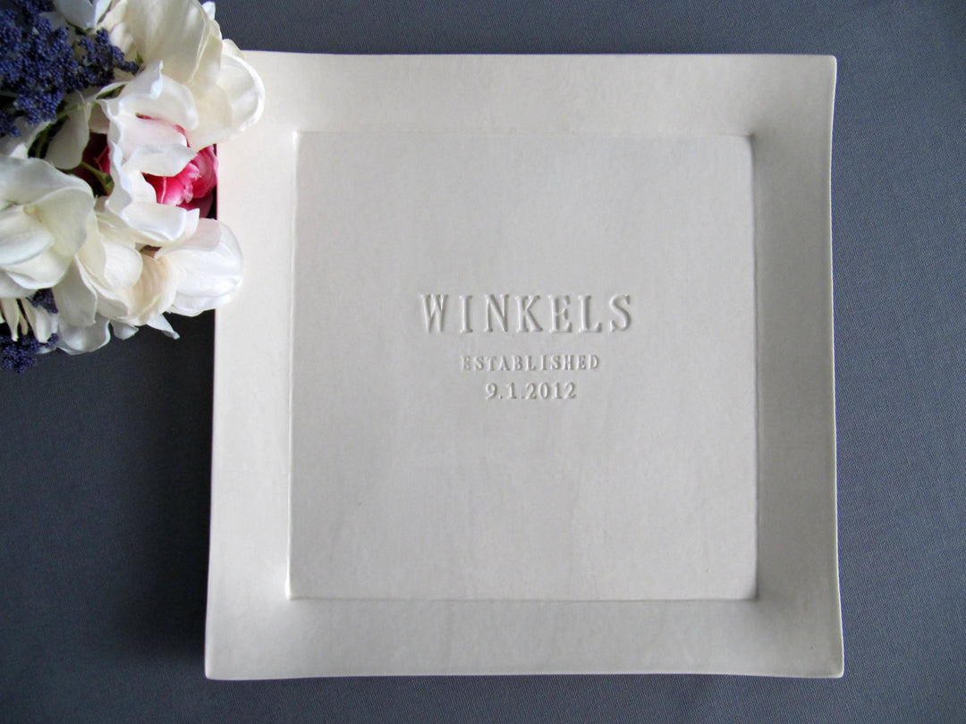Personalized Heirloom Wedding Gift - Handmade Ceramic Platter (11x11)