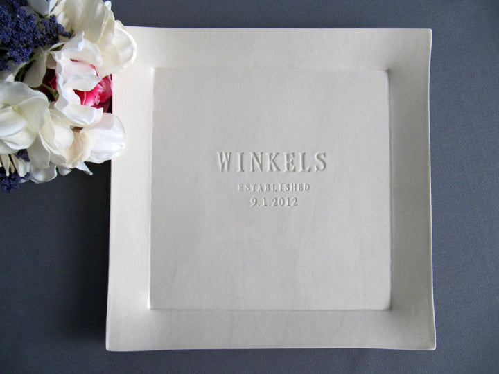 Personalized Heirloom Wedding Gift - Handmade Ceramic Platter (11x11)