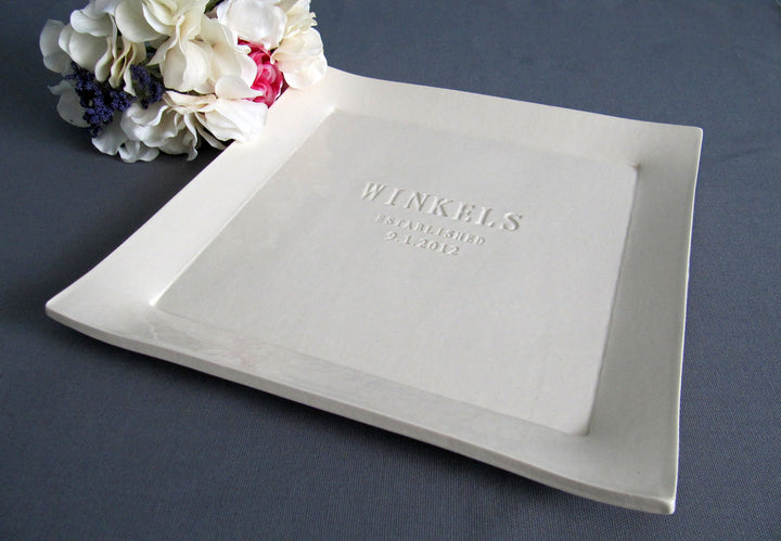 Personalized Heirloom Wedding Gift - Handmade Ceramic Platter (11x11)