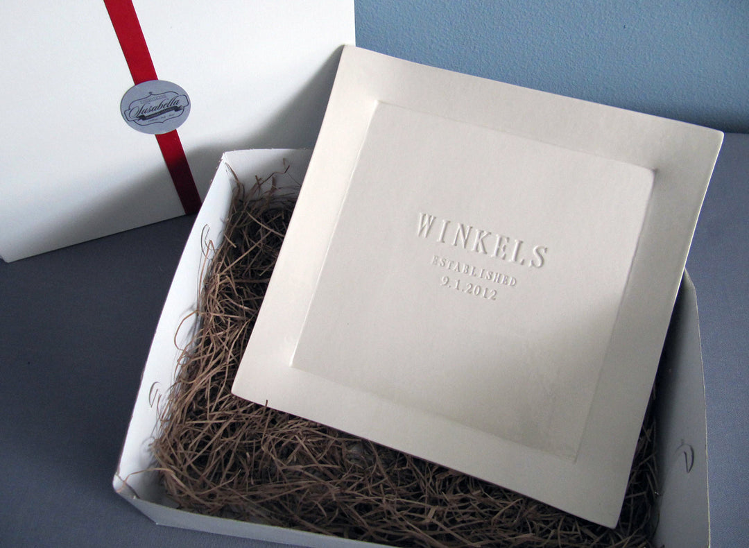Personalized Heirloom Wedding Gift - Handmade Ceramic Platter (11x11)