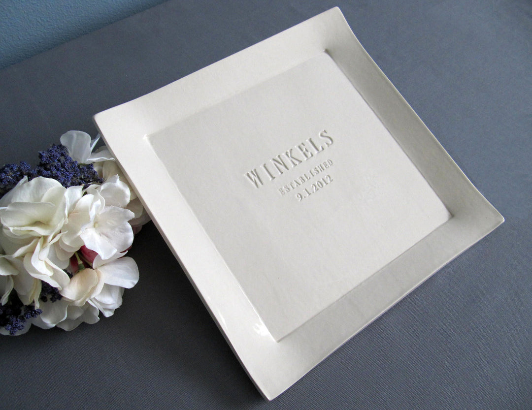 Personalized Heirloom Wedding Gift - Handmade Ceramic Platter (11x11)
