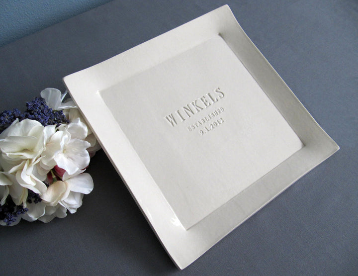 Personalized Heirloom Wedding Gift - Handmade Ceramic Platter (11x11)