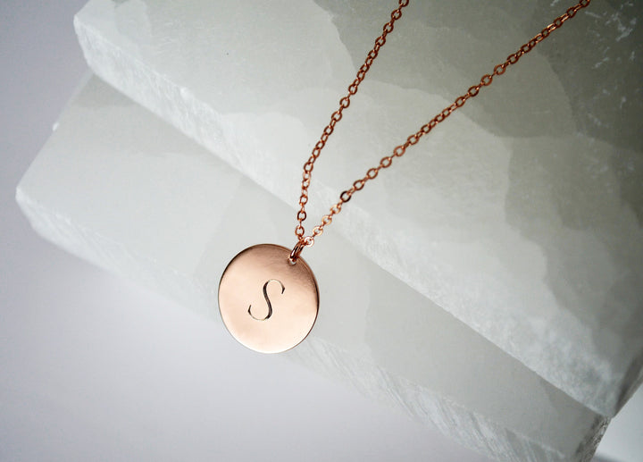 Personalized Letter Necklace, Initial Necklace - 16mm Pendant Size