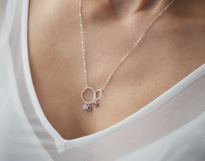 Mother's Day Necklace, Family Necklace, Infinity Necklace, Eternity Circle Necklace, Mom Necklace, Mom Gift, Birthstone Necklace, Wife Gift