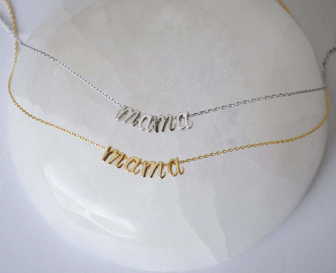 Mama Necklace, Personalized Initial Necklace, Personalized Gifts for Mom, Script Letter Necklace, Minimalist, Mother's Day Gift