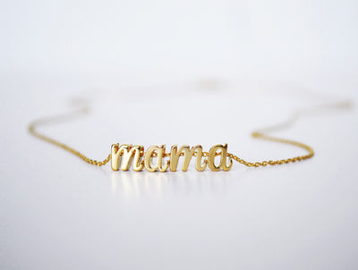 Personalized Mama Necklace, Initial Necklace, Personalized Gifts for Mom, Script Letter Necklace, Minimalist, Mother's Day Gift