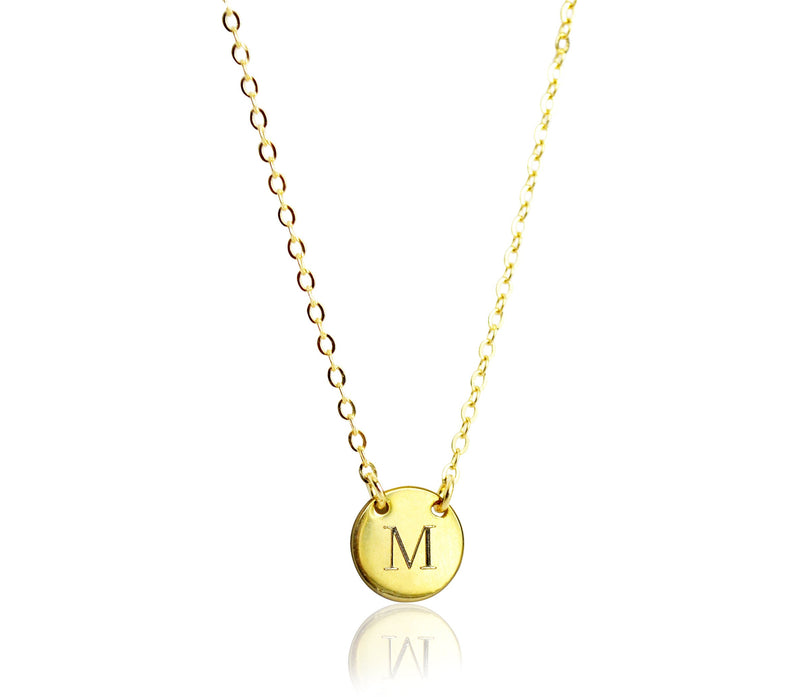 Personalized Initial Necklace, Small Letter Necklace - 9mm Pendant with 2 Top Holes