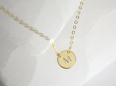 Personalized Initial Necklace, Small Letter Necklace - 9mm Pendant with 2 Top Holes