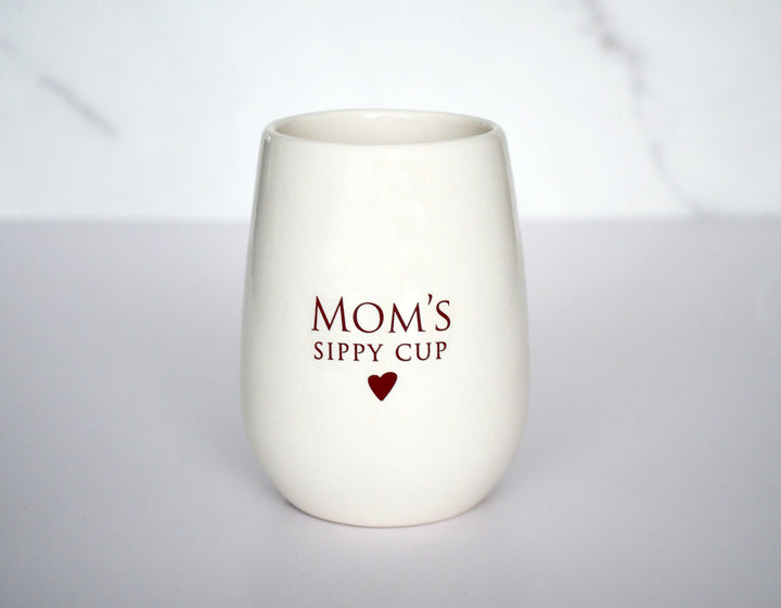 Mom's Sippy Cup Stemless Wine Glass, Mother's Day Gift, Wine Lover Gift, Funny Mom Gift, Gifts for Her, Funny Wine Glass - READY TO SHIP