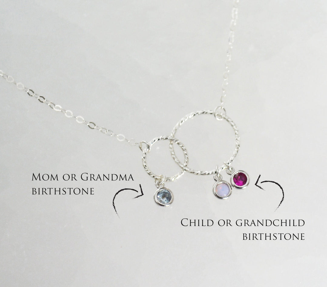 Mother's Day Necklace, Family Necklace, Infinity Necklace, Eternity Circle Necklace, Mom Necklace, Mom Gift, Birthstone Necklace, Wife Gift