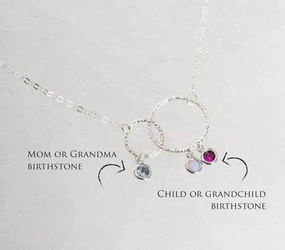 Mother/Daughter Necklace, Mother's Day Gift, Family Necklace, Infinity Necklace, Eternity Circle Necklace, Mom Necklace, Birthstone Necklace