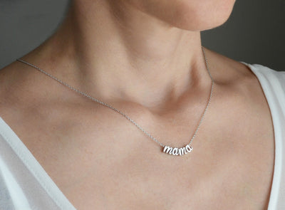 Mama Necklace, Personalized Initial Necklace, Personalized Gifts for Mom, Script Letter Necklace, Minimalist, Mother's Day Gift