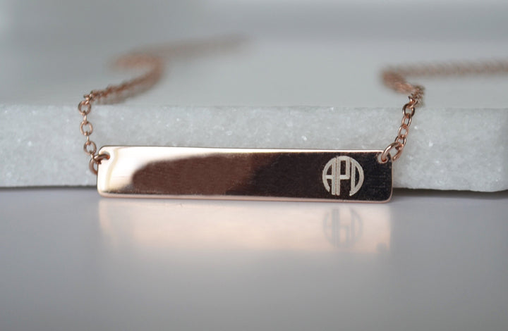 Personalized Monogram Necklace, Name Necklace, Custom Bar Necklace, Layering Necklace, Personalized Gift for Mom, Minimalist