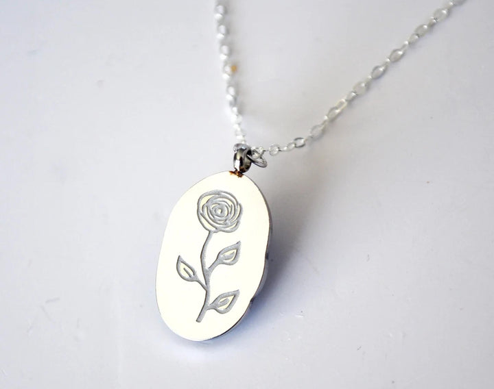 July Birth Flower Necklace, Larkspur Birth Flower Necklace, Birthstone Stone Necklace, Mom Gift, Personalized Necklace, Bridesmaid Gift