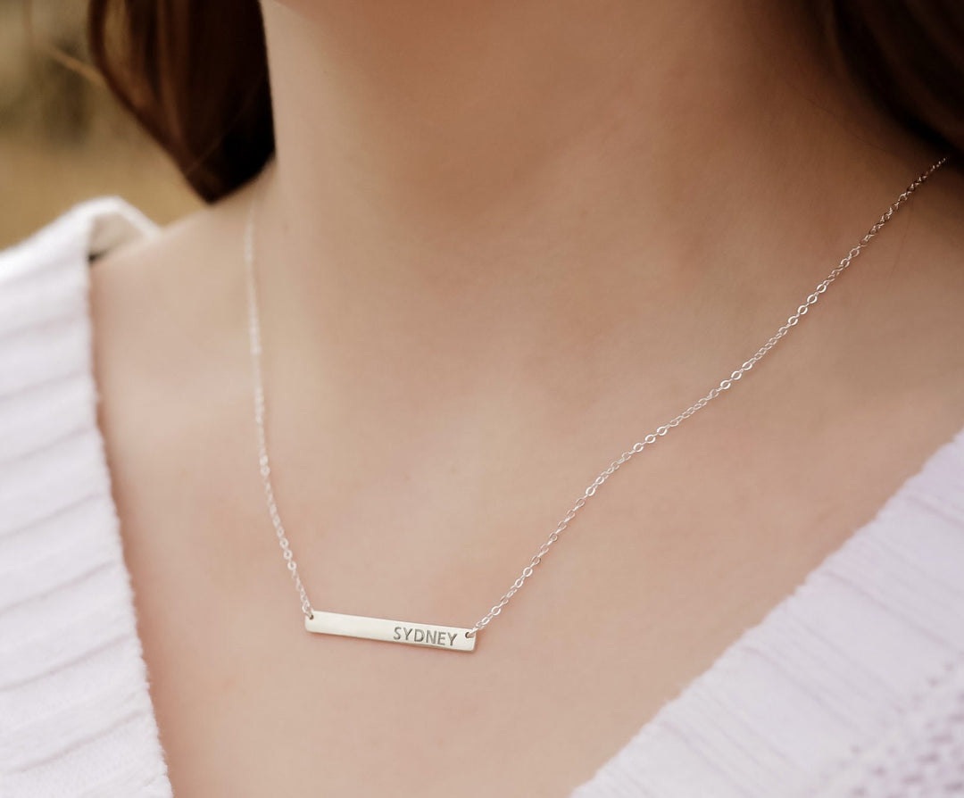 Personalized Name Necklace, Nameplate Necklace, Custom Bar Necklace, Layering Necklace, Personalized Gift, Bridesmaid gift, Minimalist