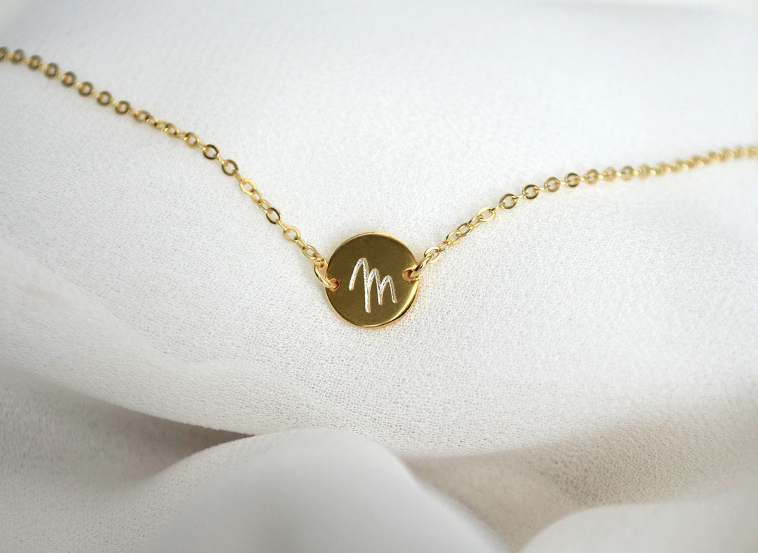 Personalized Disc Bracelet, Dainty Initial Bracelet - 9mm with 2 Side Holes