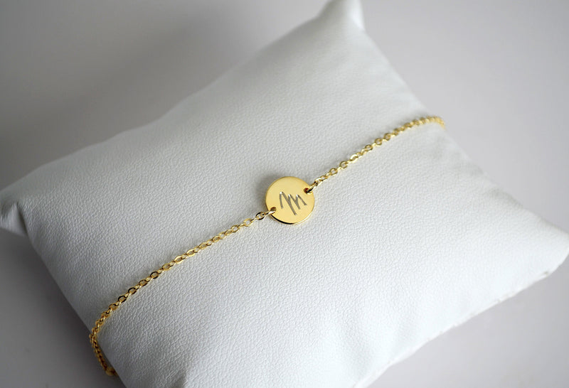 Personalized Disc Bracelet, Dainty Initial Bracelet - 9mm with 2 Side Holes