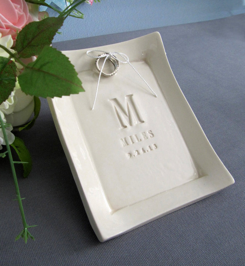 Personalized Ring Bearer Platter - Unique Ring Pillow Alternative