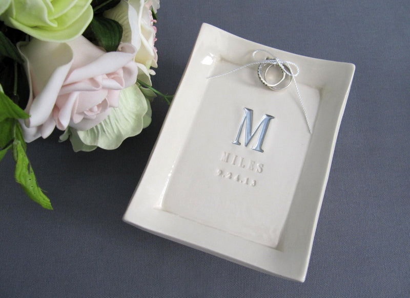 Personalized Ring Bearer Platter - Unique Ring Pillow Alternative - available in gold, silver or black