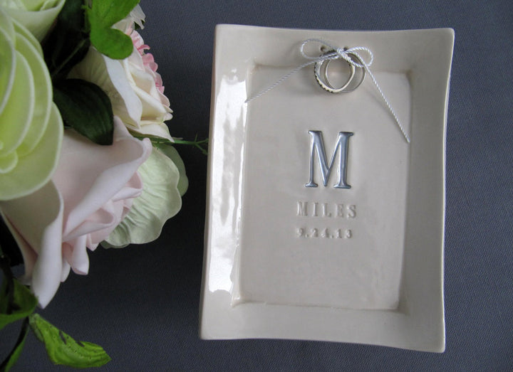 Personalized Ring Bearer Platter - Unique Ring Pillow Alternative - available in gold, silver or black